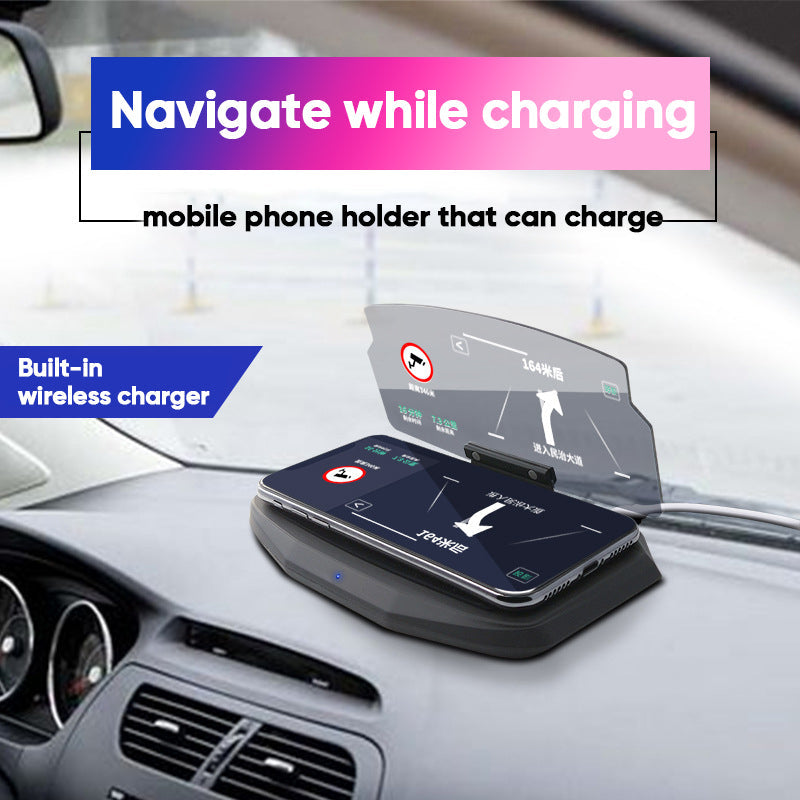 HUD navigation projector with wireless charging function