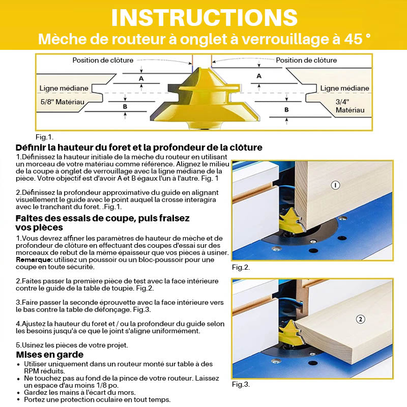 MèChe for angled cutting with lock at 45°