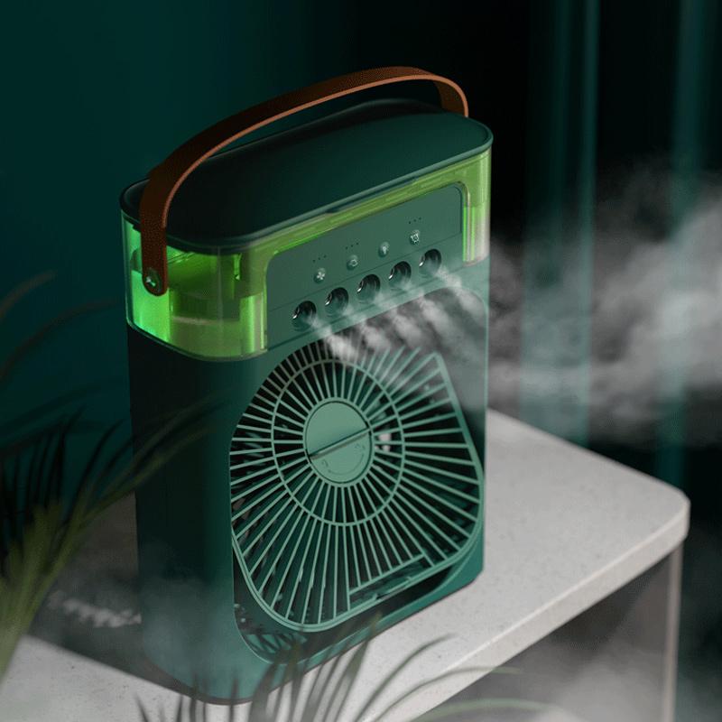 Spray cooling fan with watering can
