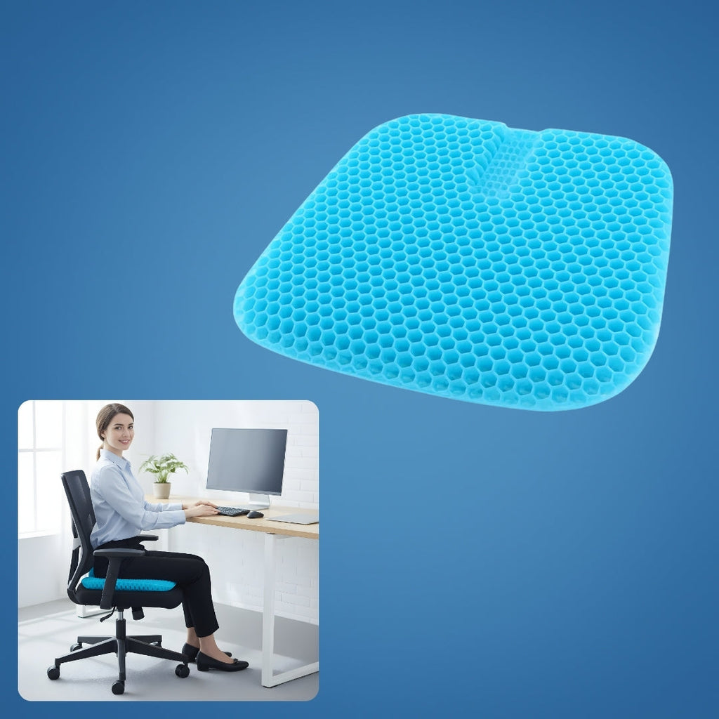 Pressure Relief & Cooling Honeycomb Gel – Posture Support – Office Car Chair Comfort for Long Sitting