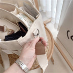 Solid Color Canvas Shopper Bag