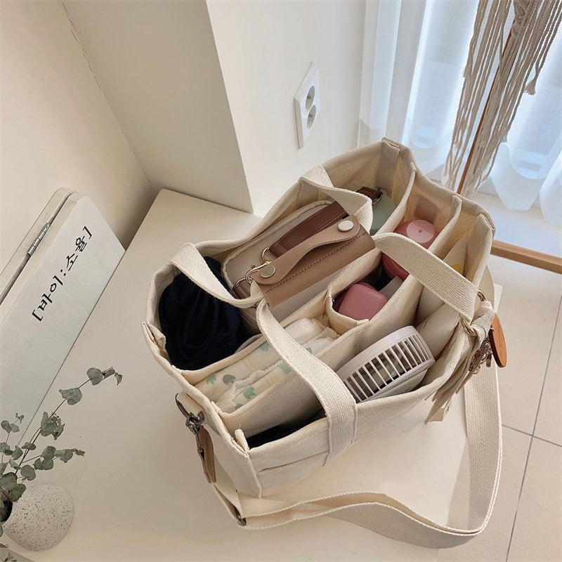 Solid Color Canvas Shopper Bag