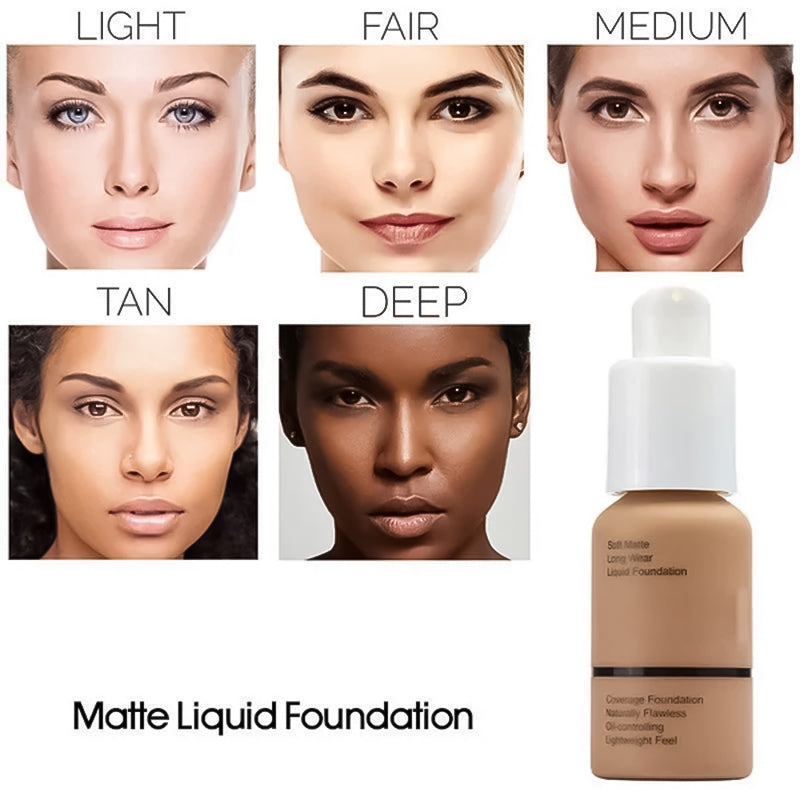 Soft matte liquid foundation