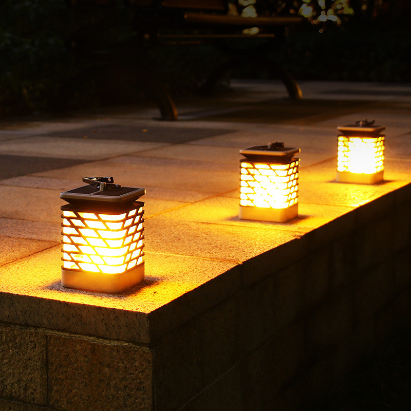 Solar LED garden lantern with ribbed design – Decorative outdoor lighting for garden