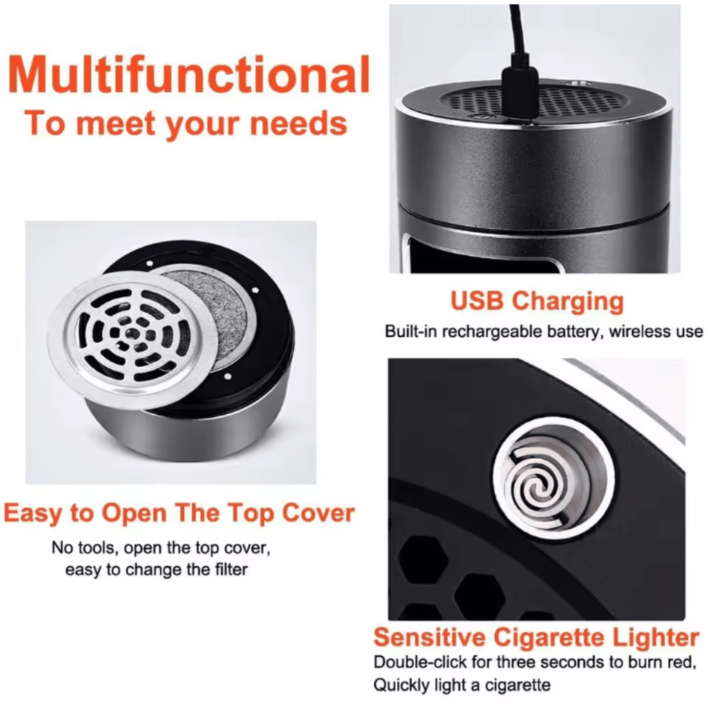 Portable Smokeless Ashtray with HEPA Filter & USB Battery