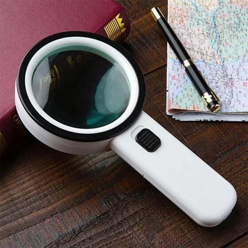 30x optical magnifying glass with LED light