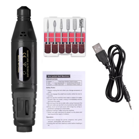 6-in-1 Electric Nail Drill Kit with Portable Manicure and Polishing Tools
