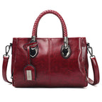 New handbags made of oil wax leather Boston, large tote bag made of soft leather