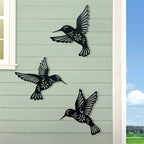 Set of 3 Metal Hummingbird Wall Art Decoration