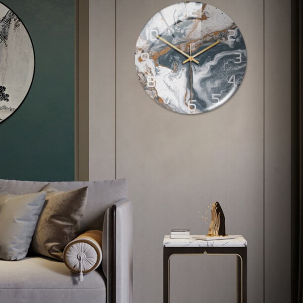 Stylish Marble Wall Clock with Silent Mechanism
