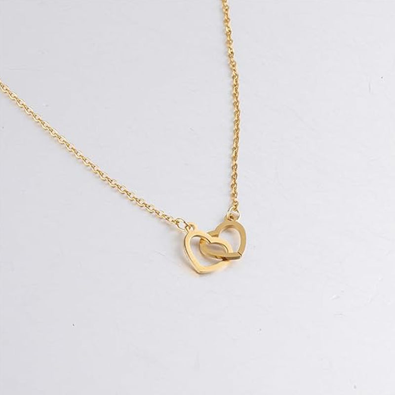 Two Hearts Necklace with Rotating Rose Gift Box