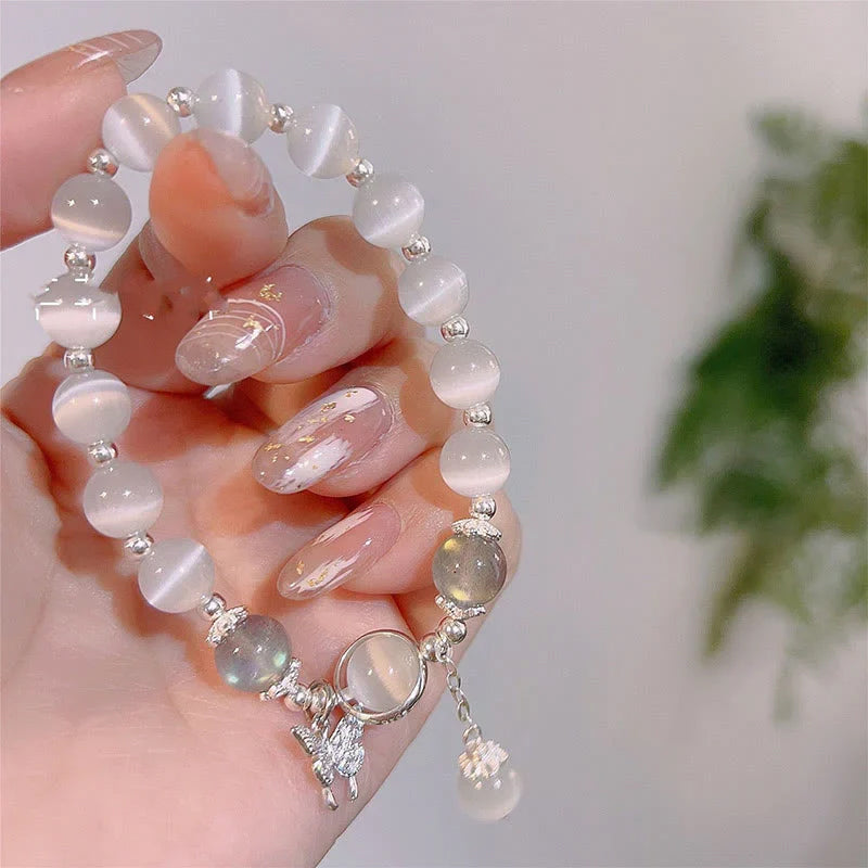 Imitation Cat's Eye Crystal Butterfly Bracelet