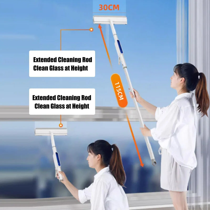 Window cleaning squeegee with spray function