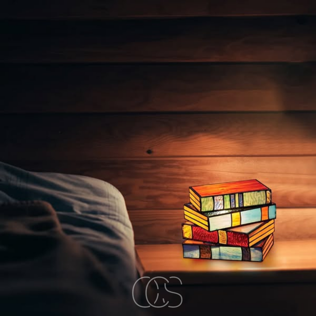 Wireless Mosaic Book Lamp – Tiffany Style Decorative Table Light for Reading & Ambience