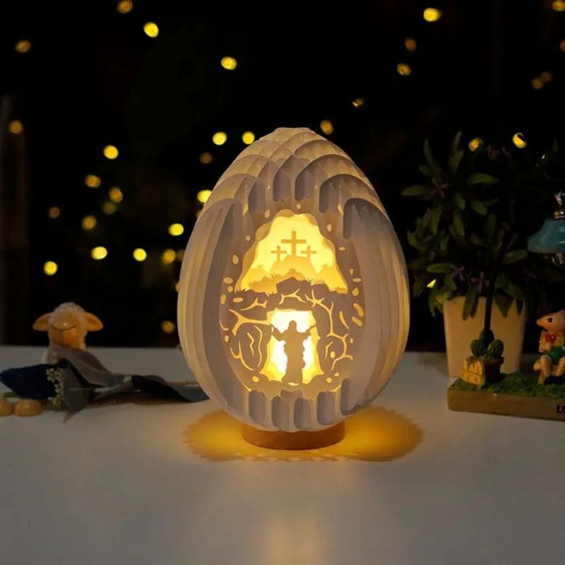 Easter 3D Paper Desk Lamp with Luminous Base
