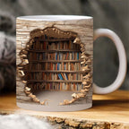 3D bookshelf mug