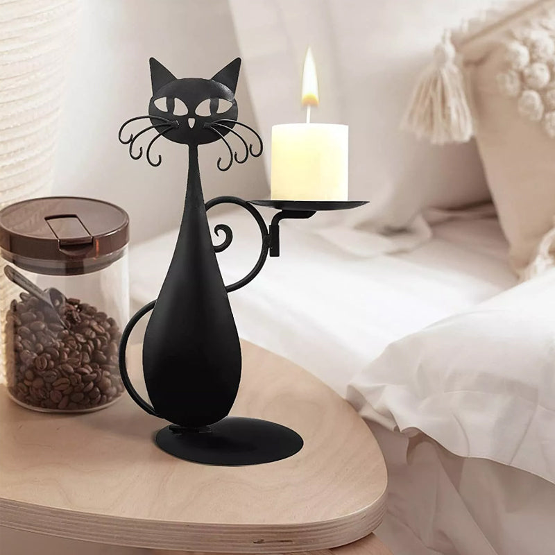 Candle holder black cat