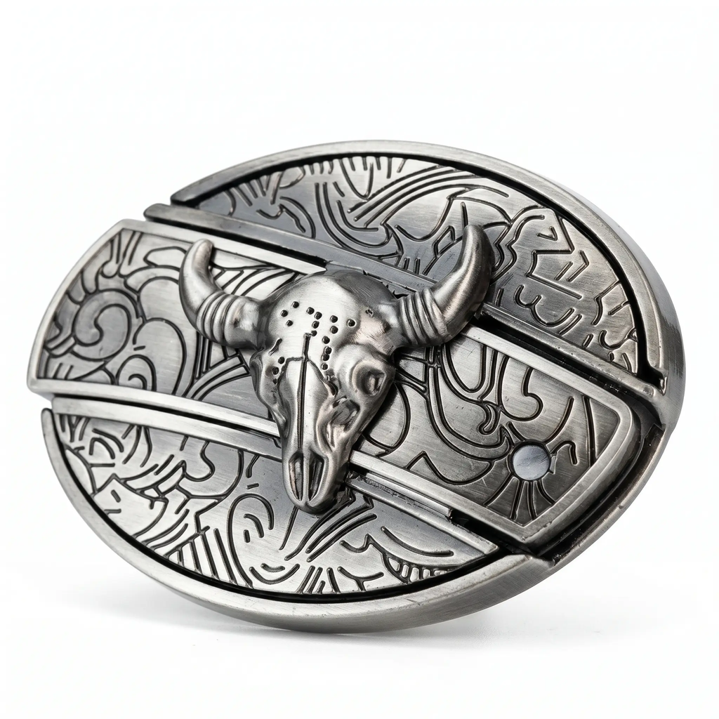 Metal Oval Cowboys Belt Buckle