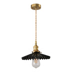 Vintage ceramic pendant lamp with pleated design – brass LED pendant light for dining room and living room