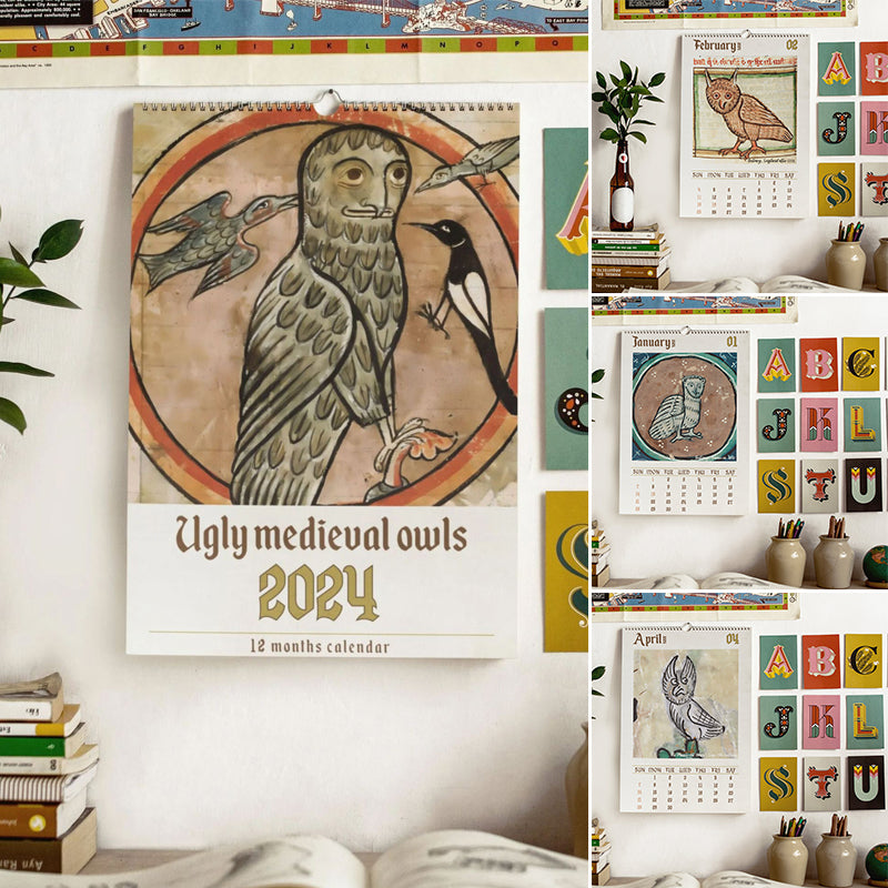 Strange medieval owl calendar 2024