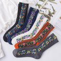 Vintage socks with floral embroidery (5 pairs)