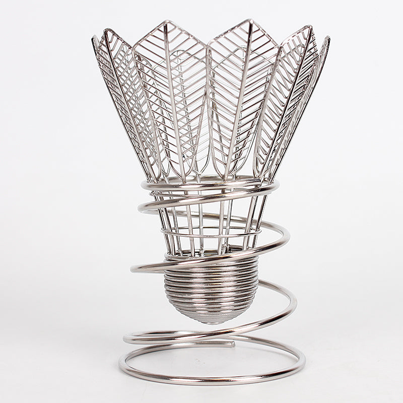 Creative Stainless Steel Badminton Shaped Pen Holder, for Home, Office and Gifts