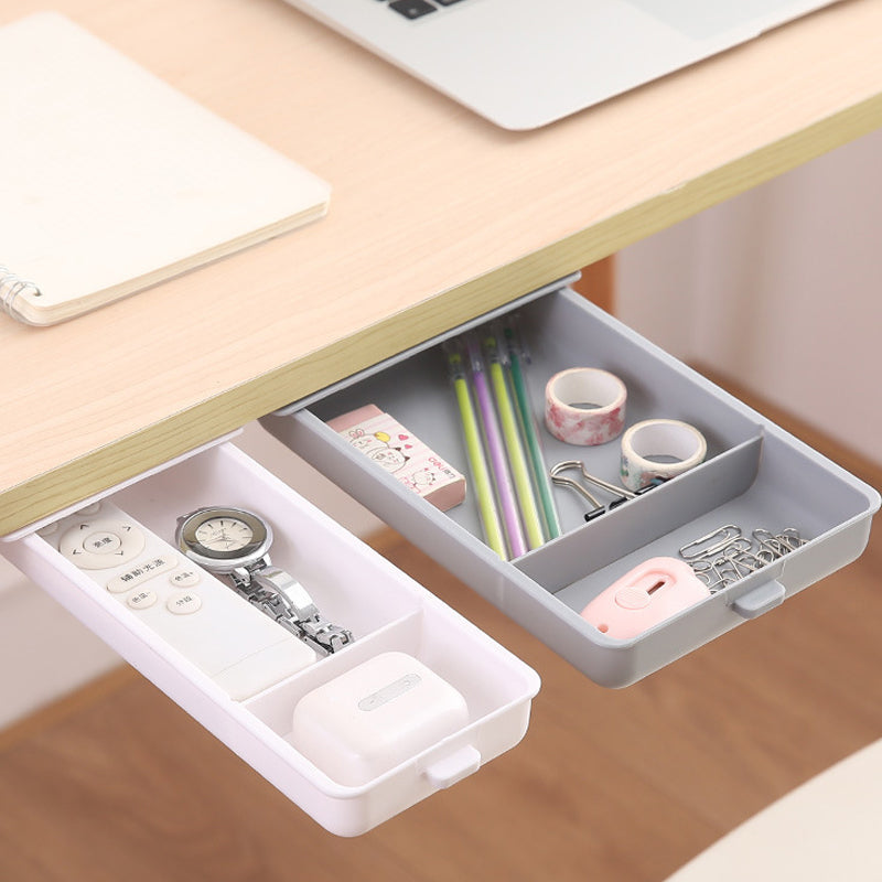 Concealed Under-Desk Storage Drawer with Push-to-Close Design
