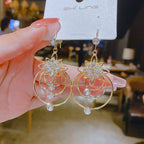 Crystal Lotus Three Ring Earrings