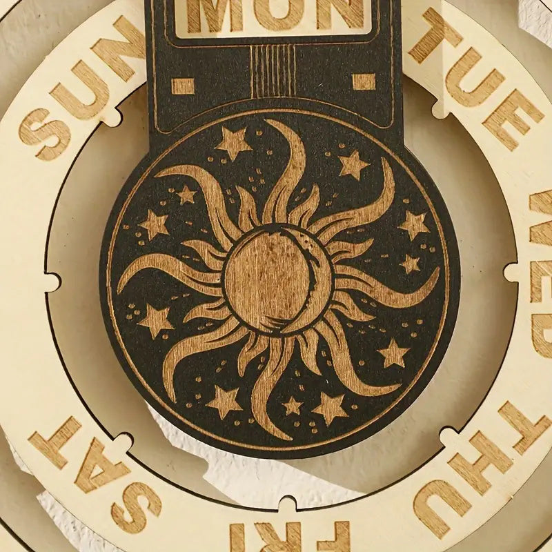 Wood Rotating Circular Perpetual Calendar