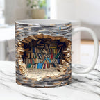 3D bookshelf mug
