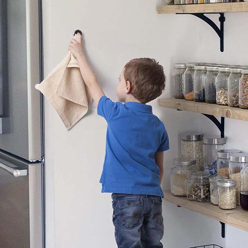 Round self-adhesive towel hooks for the kitchen