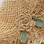 Elegant Crochet Straw Hat with Ruffle Detail