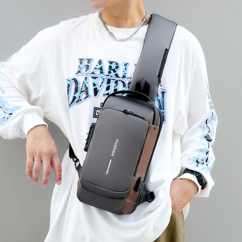 Theft-proof shoulder bag with USB charging port