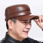 New winter hat for men with lambskin ear protection flat visor