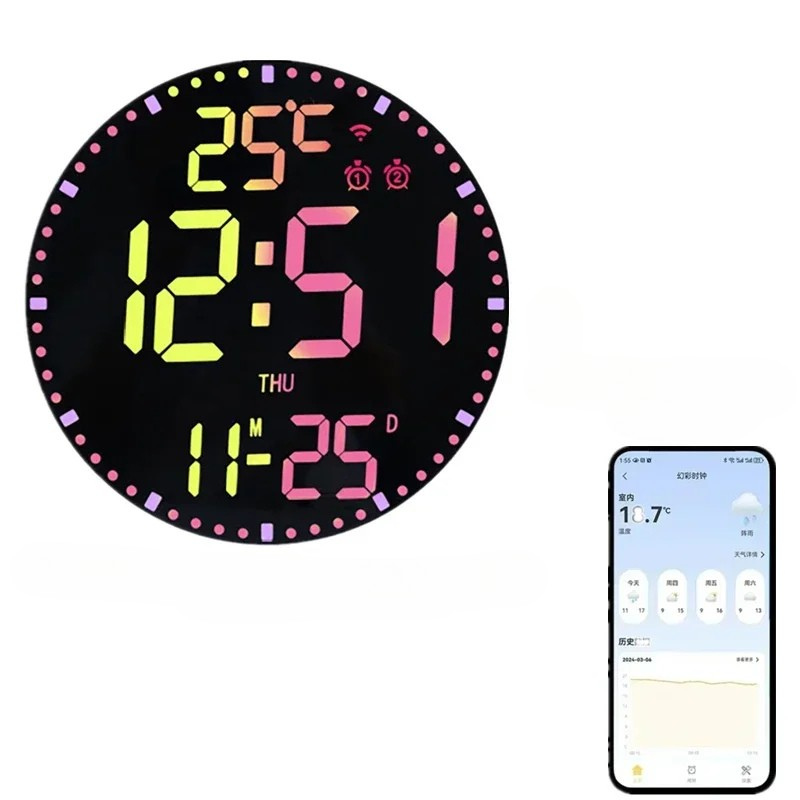 WiFiTime Clock - Smart LED Wall Clock with Calendar