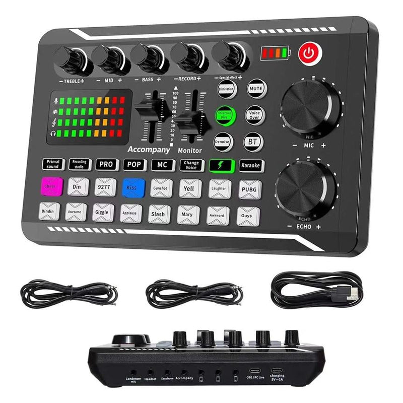 Live sound card with DJ mixer effects & voice changer