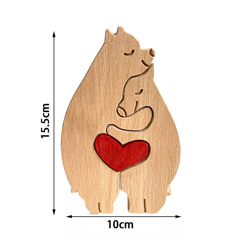 Decoration made of plush animals from hand-carved wood