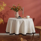 Minimalist Linen Tassel Tablecloth Natural Style