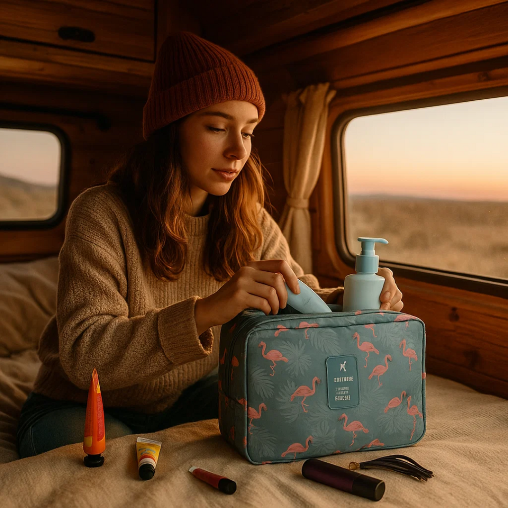 TravelEase – Water-Resistant Travel Toiletry Bag with Hanging Hook