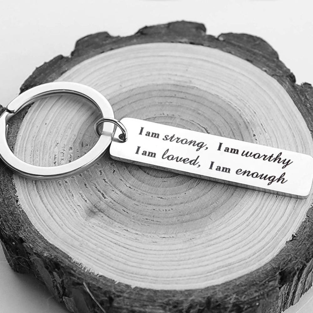 Stainless Steel "I am strong" Keychain