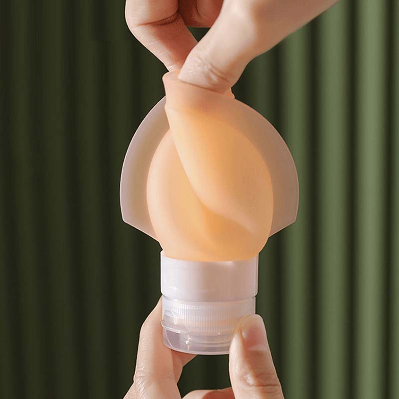 Portable travel bottle made of silicone with large diameter