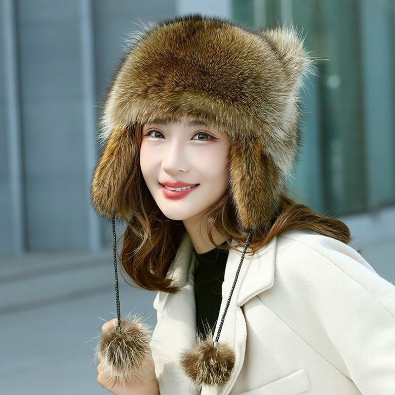 Sweet Faux Fur Raccoon Tail Parent-Child Plush Hat