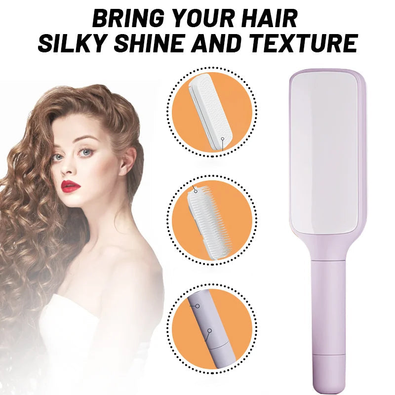 Self-cleaning anti-static massage comb