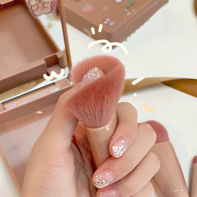 Portable Makeup Brush with Mirror