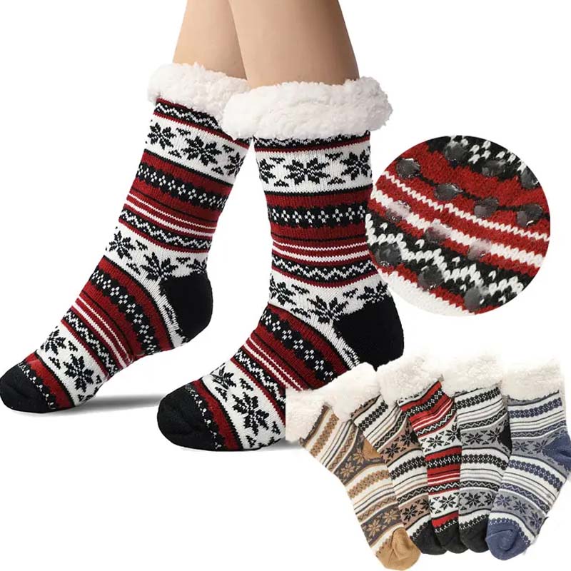 Snowflake Ultra-thick Slipper Home Socks