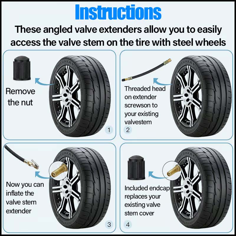 Universal flexible tire valve extensions