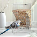 Automatic transparent bird feeder without spills