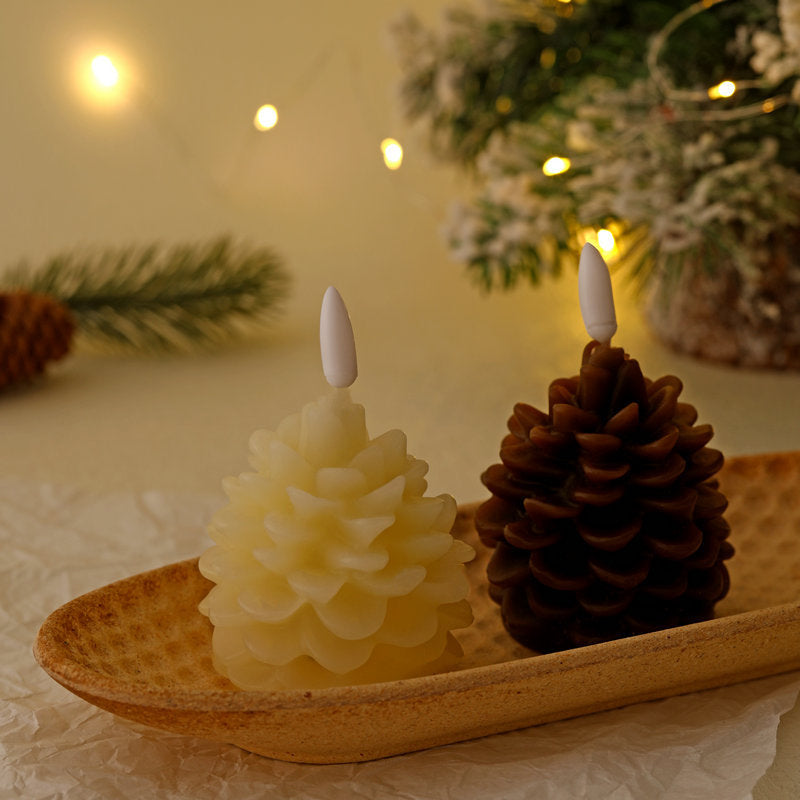 Flameless Pine Cone Candles