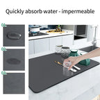 Kitchen superabsorbent drying mat