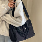 Single-colored Corduroy Tote Bag